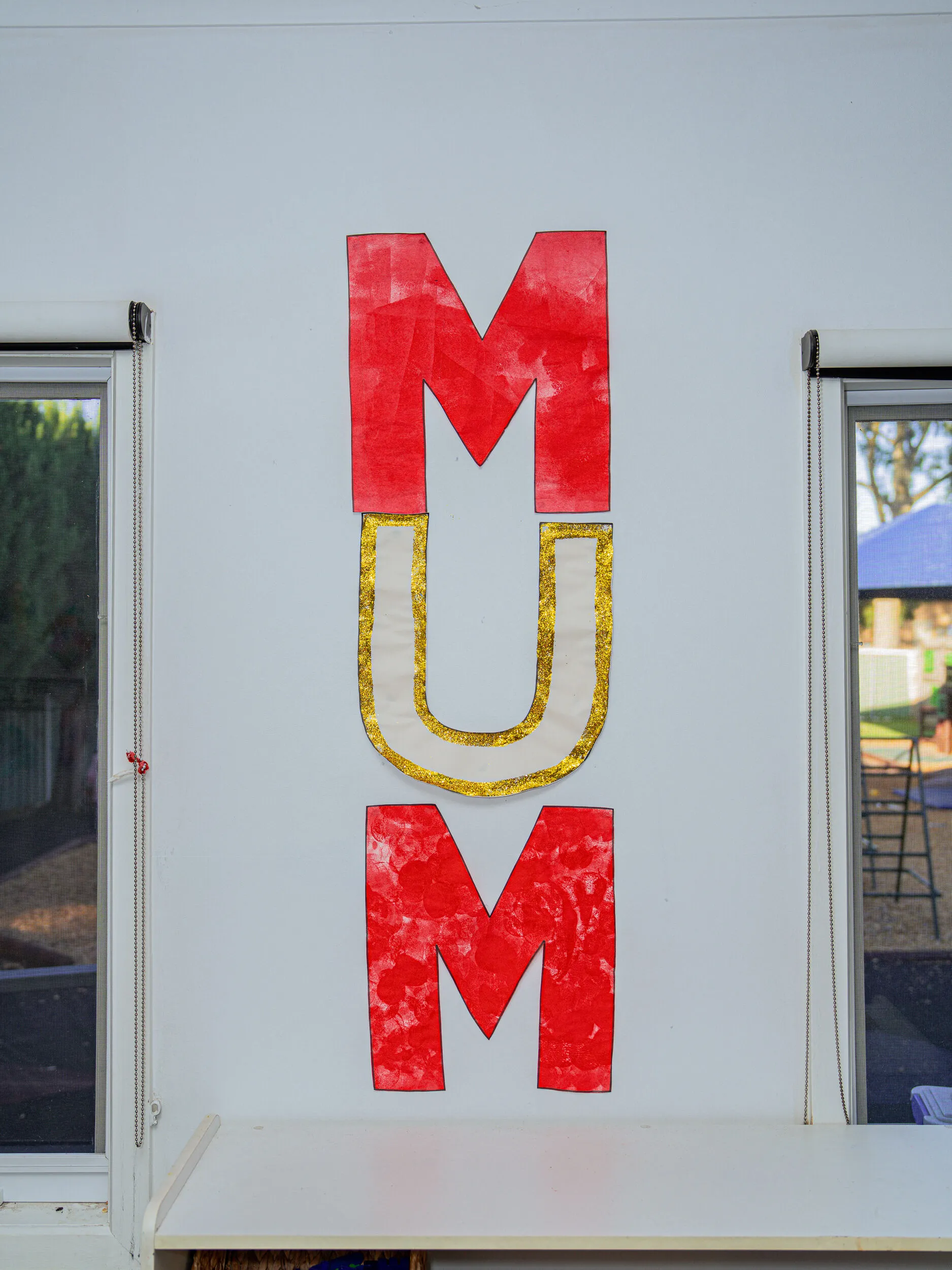 Kinderworld Early Learning Centre handmade MUM wall art display created by children for Mother's Day
